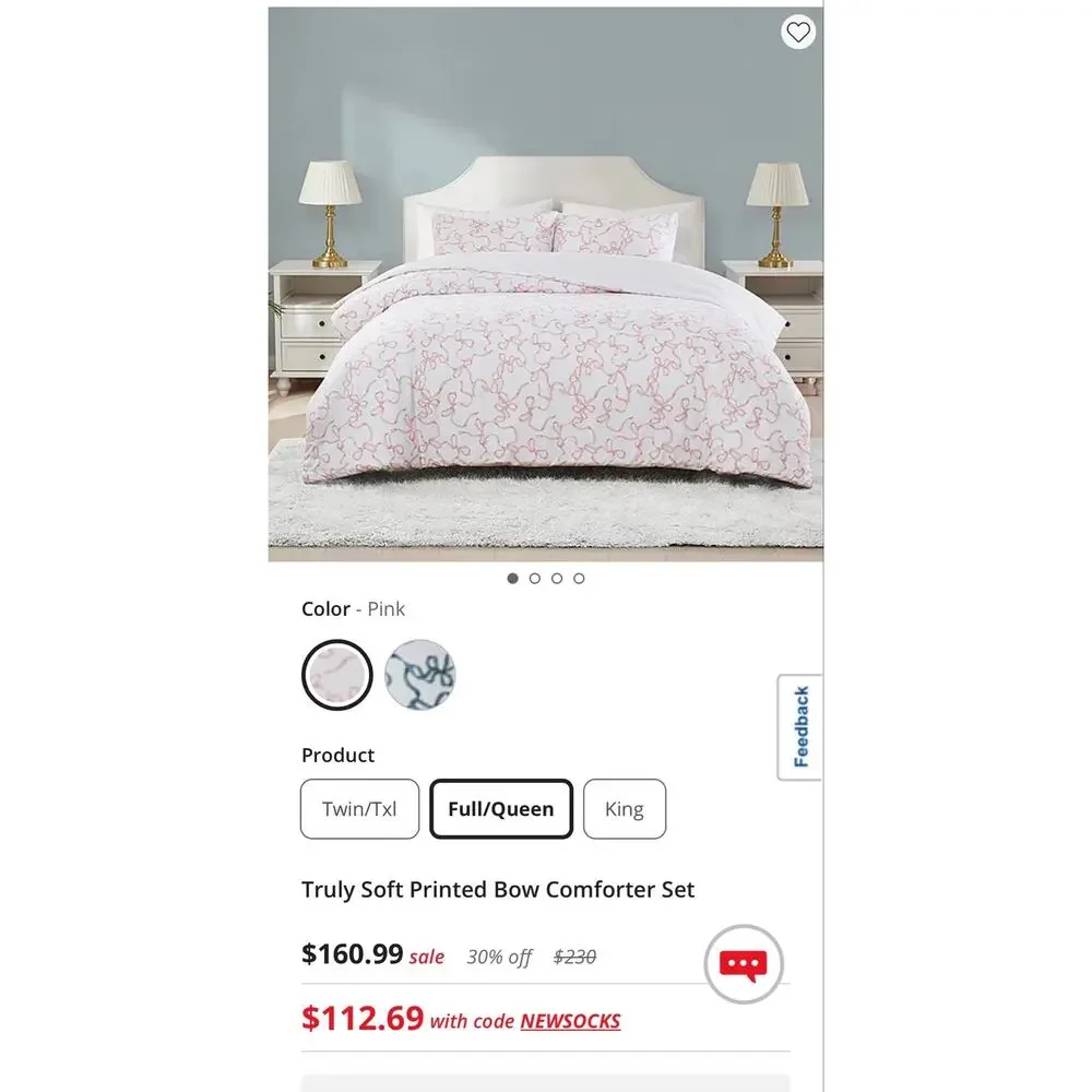 Truly Soft Full/Queen 3pc Set Printed Comforter Set